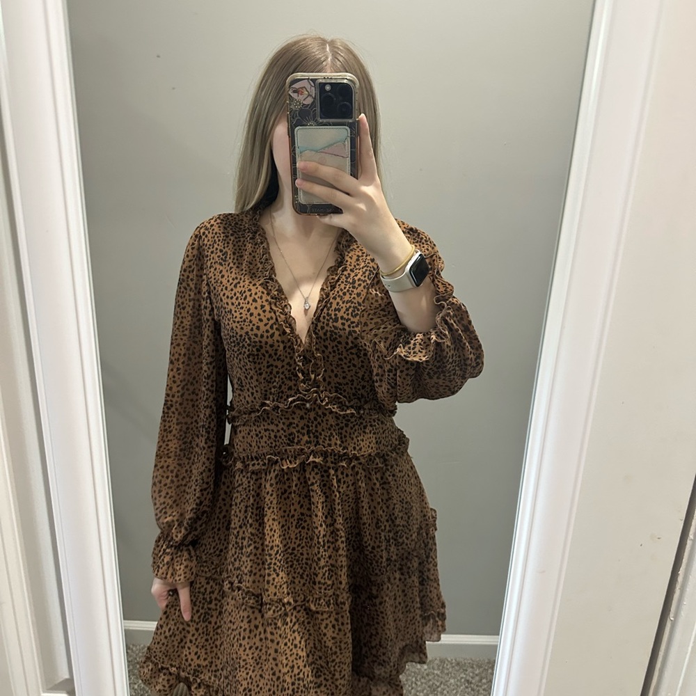 Leopard Print Ruffle Dress